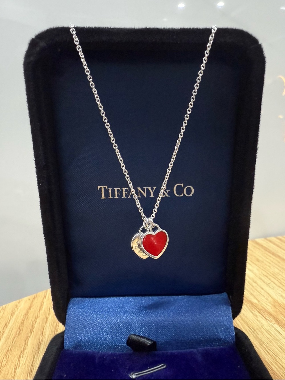 Tiffany & Co. Red Heart Pendant Necklace - Sterling Silver